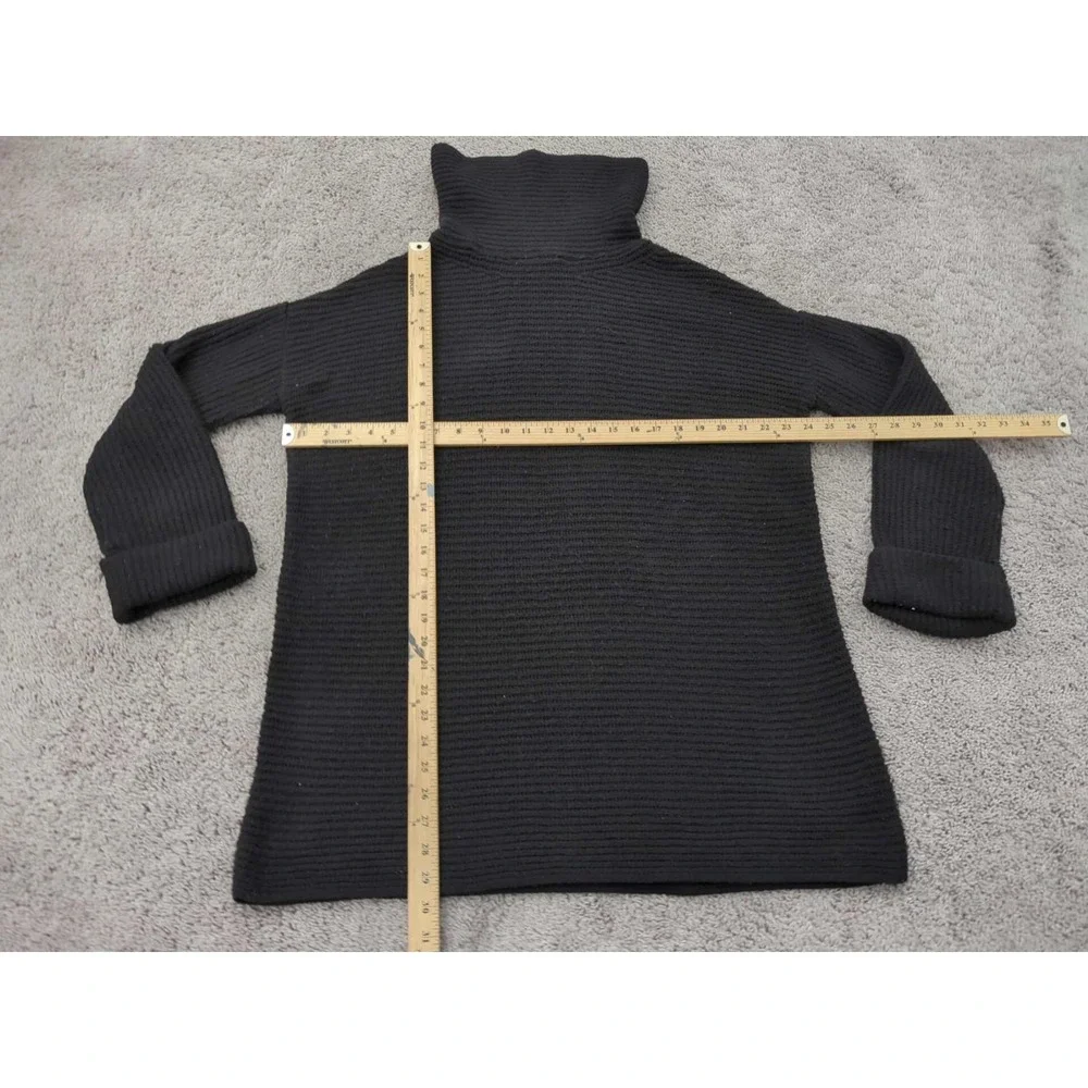Pilcro Sweater‎ Womens M Black Turtleneck Long Sleeve Oversized Ribbed Knit